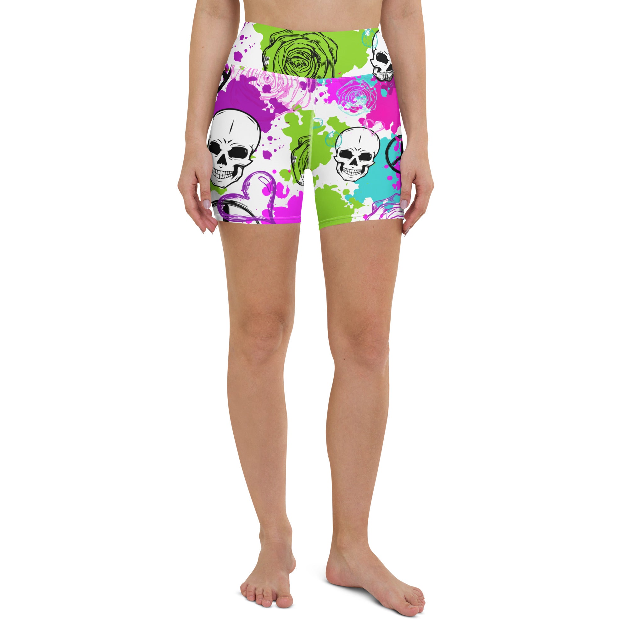 Floral Goth Print Yoga Shorts